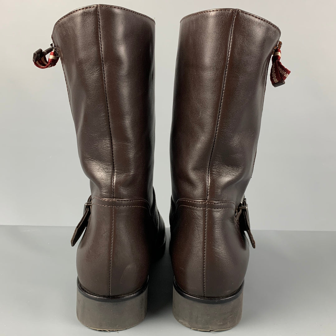 BALLY Size 12 Brown Leather Belted Desia Boots
