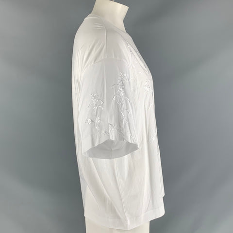DRIES VAN NOTEN Size L White Embroidery Cotton Crew-Neck T-shirt