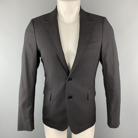 MESSAGERIE 36 Black Solid Polyester Blend Peak Lapel Single Breasted Sport Coat