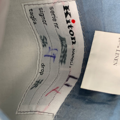 KITON Size 44 Aqua Grey Plaid Cashmere Blend Notch Lapel Sport Coat