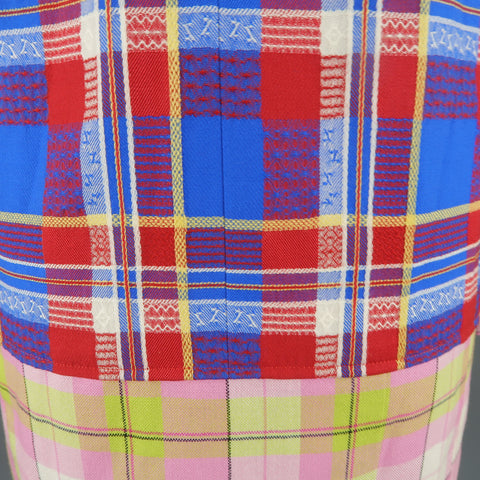 COMME des GARCONS HOMME PLUS M Blue Red Pink & Green Mixed Plaid Wool Sport Coat