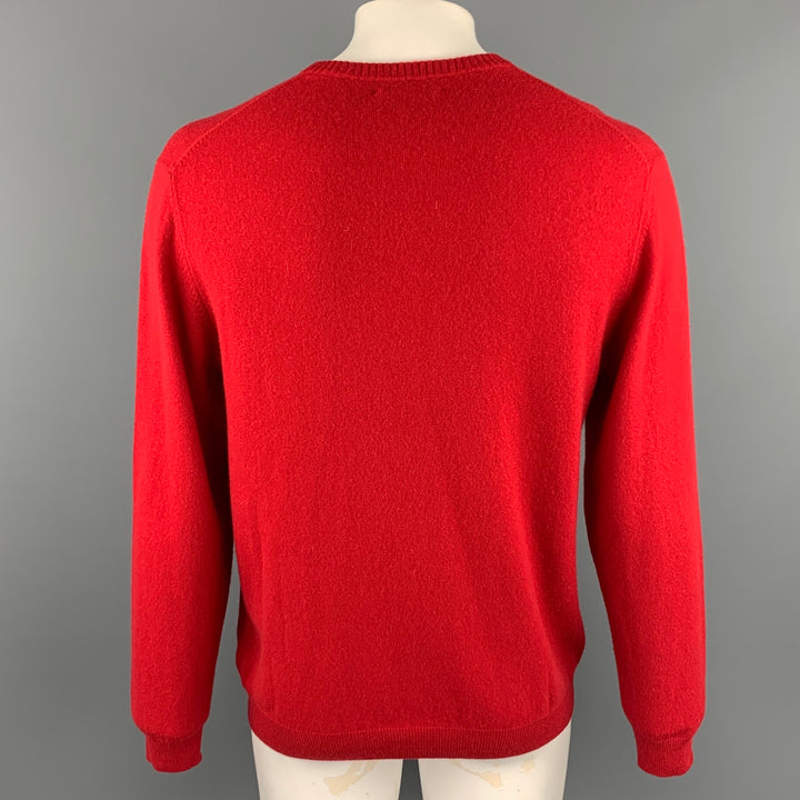 ROUNDTREE & YORKE Size L Red Cashmere Crew-Neck Pullover