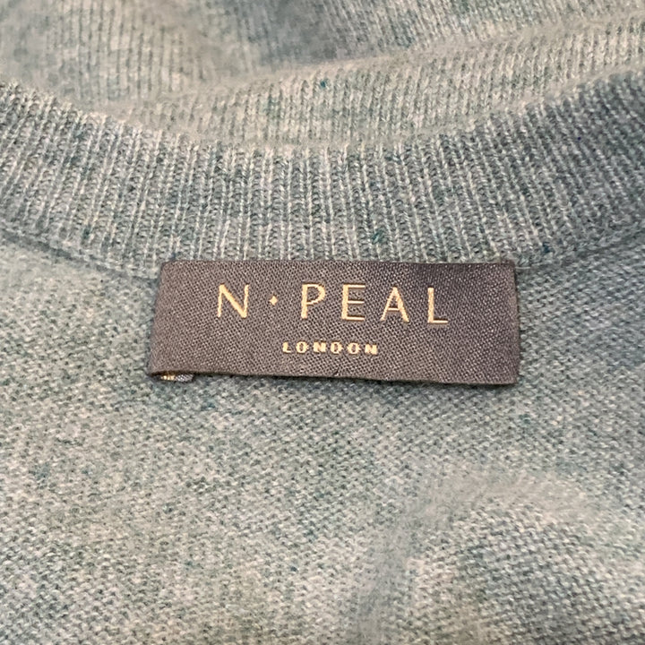 N. PEAL Suéter tipo jersey con cuello en V y cachemira de punto pistacho talla L