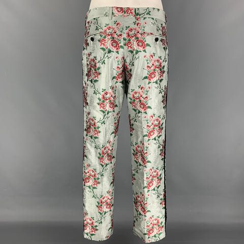 GUCCI by Alessandro Michele Size 36 Green Rose Floral Silk Polyester Tuxedo Suit