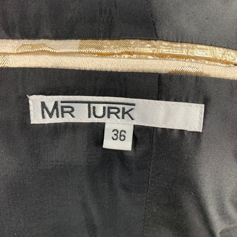 MR TURK Size 36 Beige & Gold Brocade Cotton Blend Shawl Collar Sport Coat