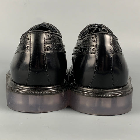 PAUL SMITH Taille 9 Chaussures à lacets en cuir perforé noir Wingtip
