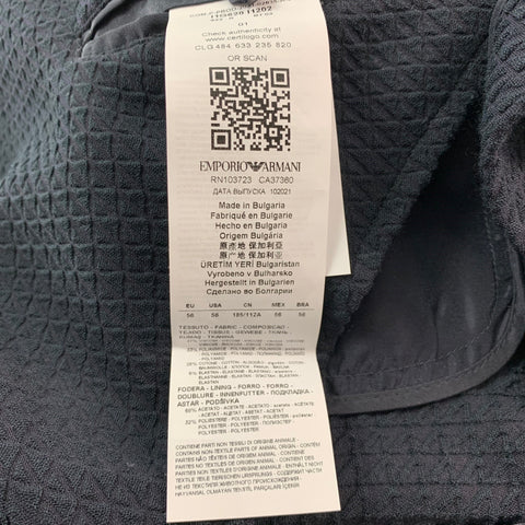 EMPORIO ARMANI Size 46 Textured Viscose Blend Single Breasted Sport Coat