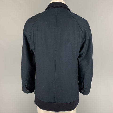 ALEXANDER MCQUEEN Size 44 Navy Wool Shawl Collar Hybrid Sport Coat