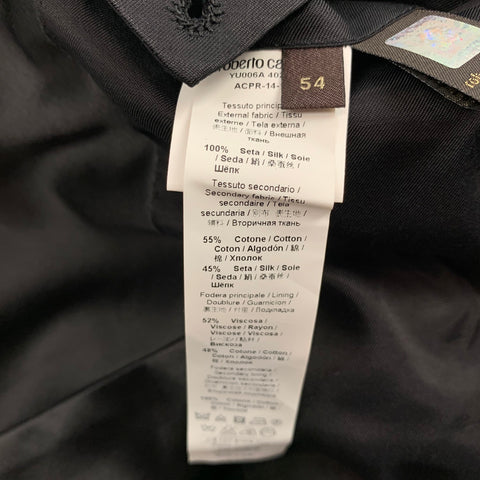 ROBERTO CAVALLI Size 44 Black & Gold Jacquard Silk Sport Coat