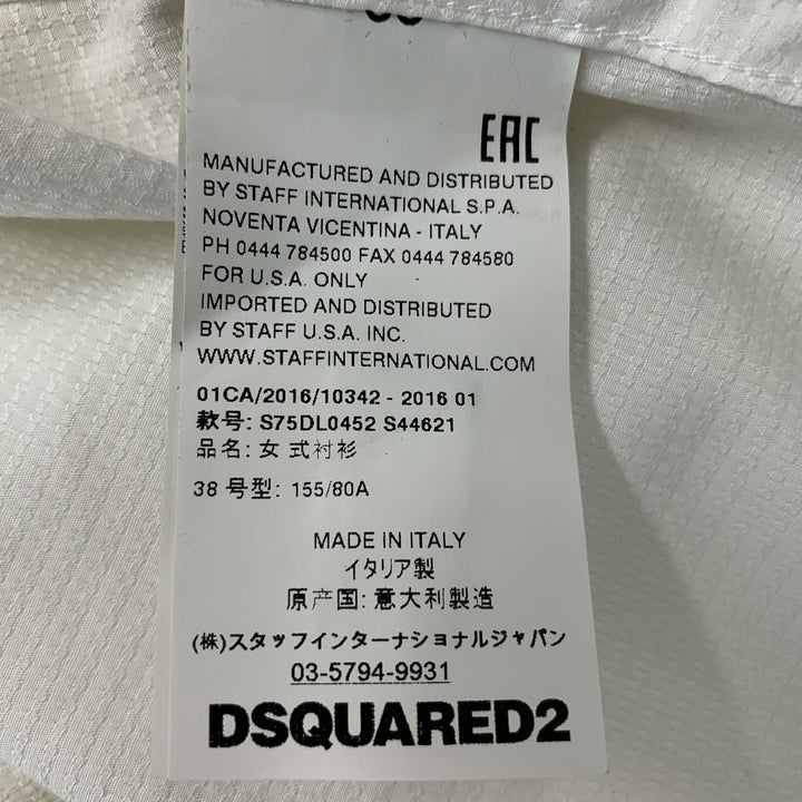 DSQUARED2 Size S White Cotton Textured Button Up Shirt