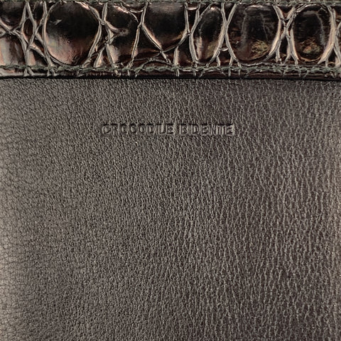 BUDD LEATHER Alligator Embossed Black Leather Metal Edge Card Ticket Case Wallet