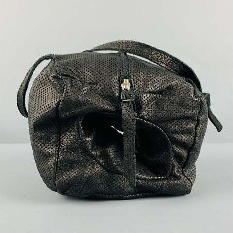 LIDIJA KOLOVRAT Black Perforated Leather Wristlet Bag