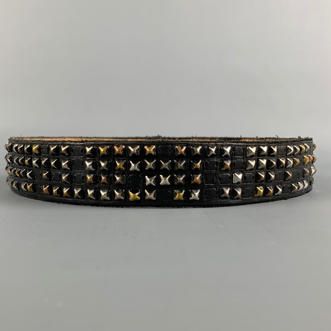 JEFF GALLEA Waist Size S Black & Silver Studded Belt Strap