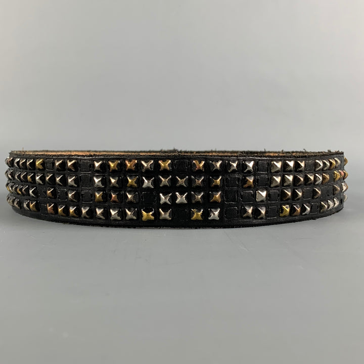 JEFF GALLEA Waist Size S Black & Silver Studded Belt Strap