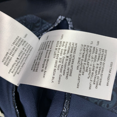 ETRO Size 42 Navy Checkered Wool Notch Lapel Sport Coat