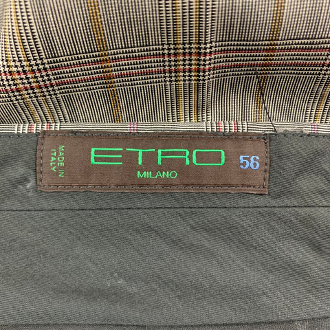 ETRO Size 36 Grey Black Plaid Wool Blend Zip Fly Dress Pants