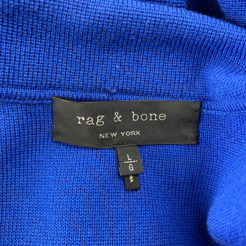 RAG & BONE Size L Royal Blue Knitted Wool Blend Buttoned Jacket