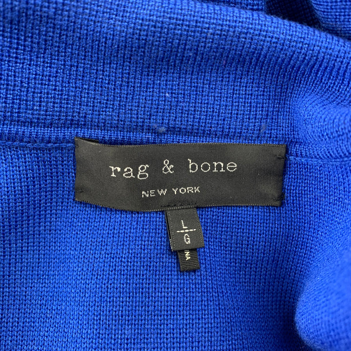 RAG &amp; BONE Taille L Veste boutonnée en mélange de laine tricotée bleu royal