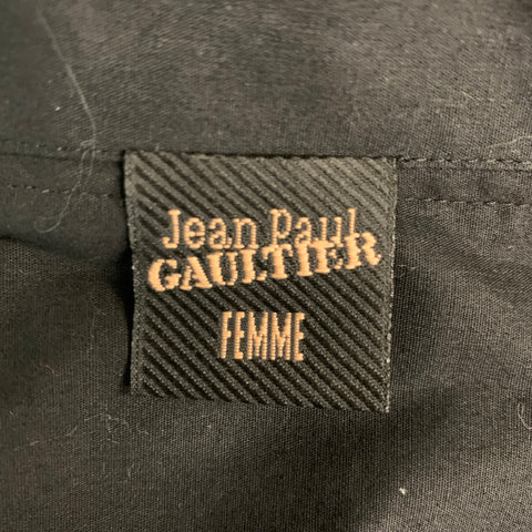 JEAN PAUL GAULTIER Size 10 Black Cotton Blend Pleated Short Sleeve Dress