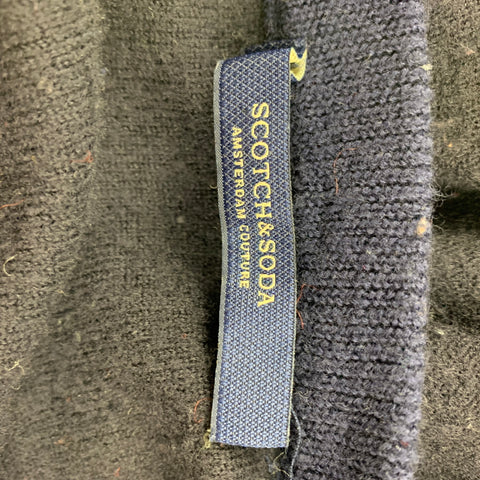 SCOTCH AND SODA Size M Navy Beige Wool Crew-Neck Sweater