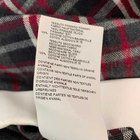 DSQUARED2 Taille S Chemise à manches longues en coton à carreaux gris noir rouge