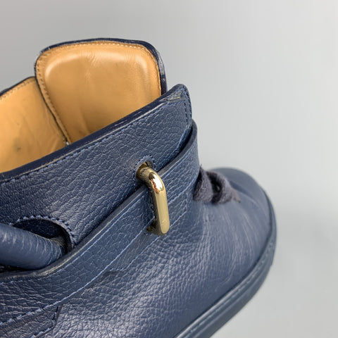 BUSCEMI Taille 8 Baskets montantes à lacets en cuir bleu marine