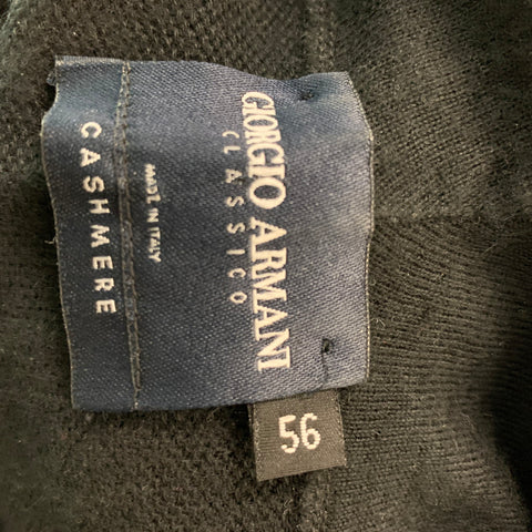 GIORGIO ARMANI Size XXL Black Knitted Cashmere Hooded Pullover