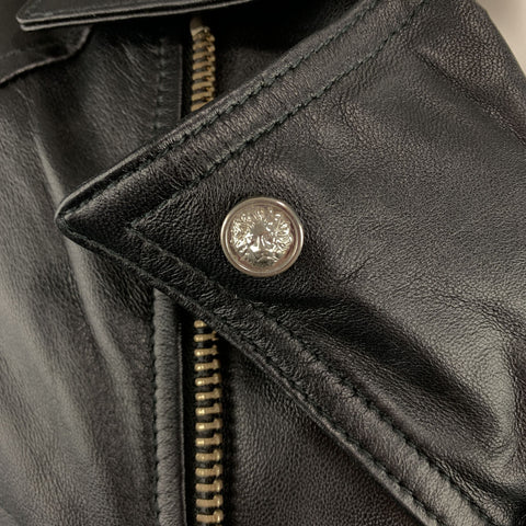 VERSUS by VERSACE Size XS Black Leather Lion Head Biker Vest