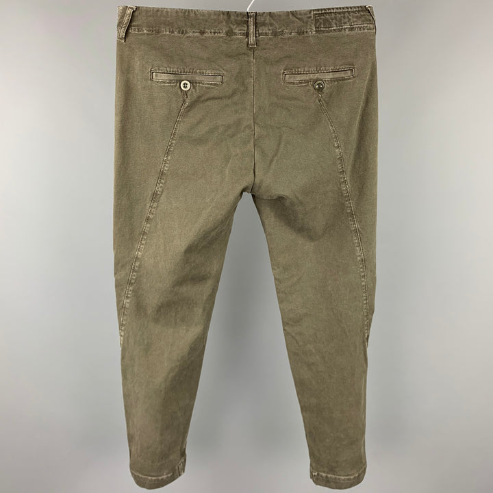 MARITHE+FRANCOIS GIRBAUD Size 33 Olive Cotton Asymmetrical Casual Pants