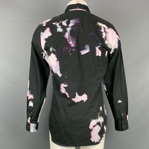 PS by PAUL SMITH Size M Black Print Cotton Button Up White Long Sleeve Shirt