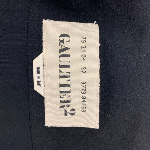 JEAN PAUL GAULTIER Taille 6 Robe droite en laine mélangée noire à matières mélangées