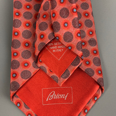 BRIONI Red Black Dot Print Silk Neck Tie