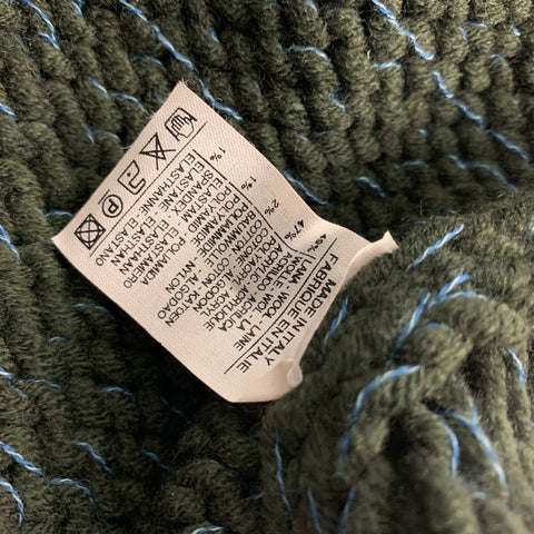 CALVIN KLEIN COLLECTION Size M Green & Blue Wool Blend Zip Up Cardigan