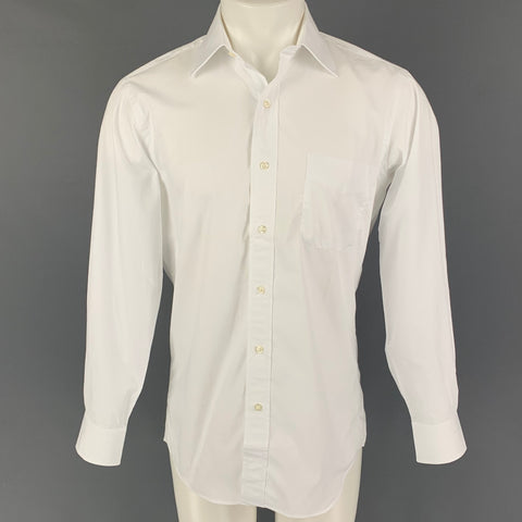 BARNEY'S NEW YORK Size M White Cotton Button Up Long Sleeve Shirt