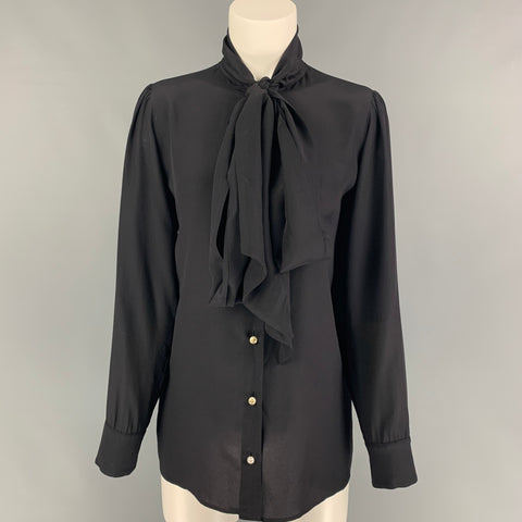 GUCCI Talla M Blusa con lazo de seda negra