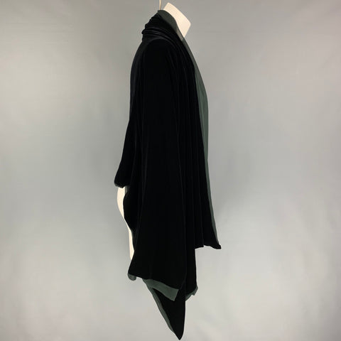 JEAN PAUL GAULTIER Taille 8 Veste drapée en soie rayonne velours noir