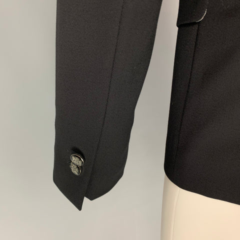 THE KOOPLES Size 38 Black White Wool Blend Shawl Collar Sport Coat