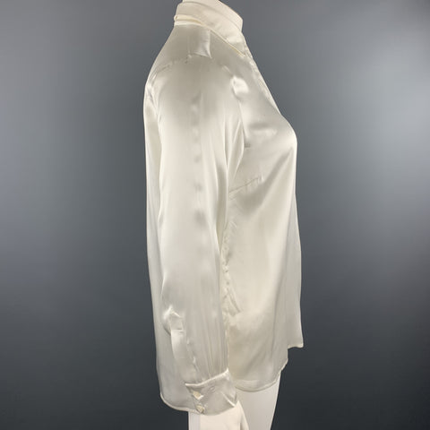 STELLA McCARTNEY Size 12 Cream Silk Satin Collar Blouse