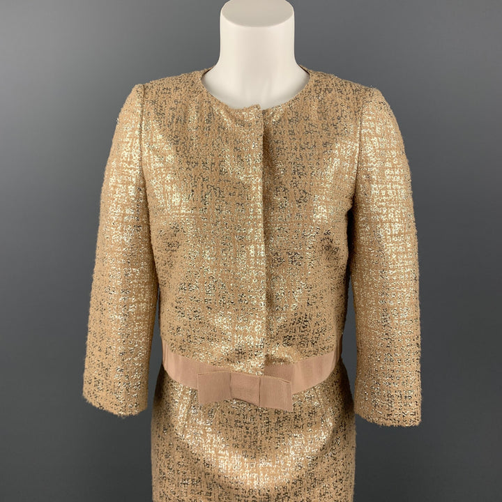 GIAMBATTISTA VALLI Taille 6 Costume de Skrit court en mélange acrylique et tweed doré