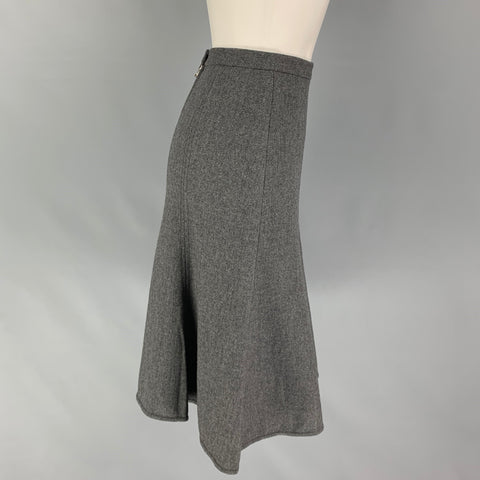 DOLCE & GABBANA Size 4 Grey Wool Blend Herringbone Tulip Below Knee Skirt