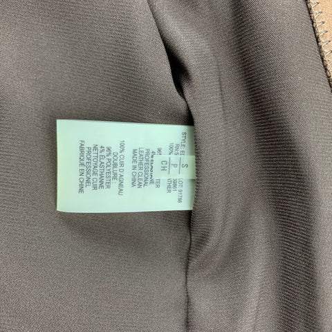 ELIE TAHARI Size S Brown Perforated Leather Asymmetrical Jacket