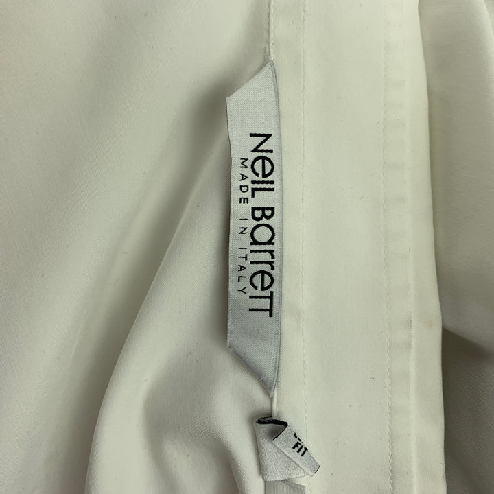 NEIL BARRETT Camisa de manga larga con cinturilla elástica y mezcla de algodón blanca talla L