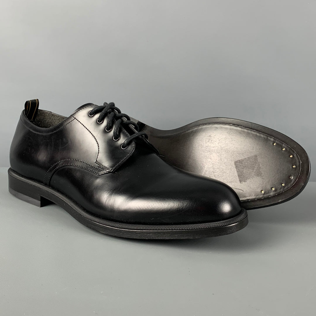 DUNHILL Size 12 Black Leather Lace Up Shoes
