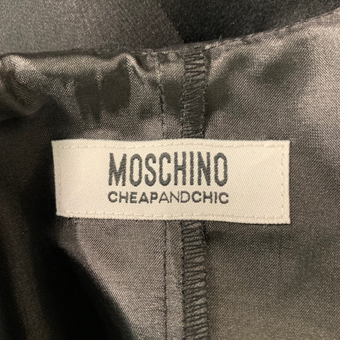 MOSCHINO Taille 10 Blouse à volants bicolore en soie noire