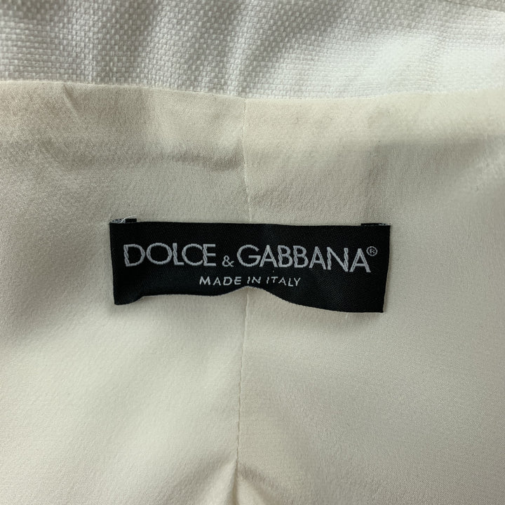DOLCE &amp; GABBANA Talla 8 Conjunto de falda acampanada de algodón y lino blanco