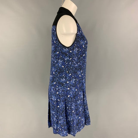 PROENZA SCHOULER Talla 2 Vestido sin mangas plisado de seda azul negro