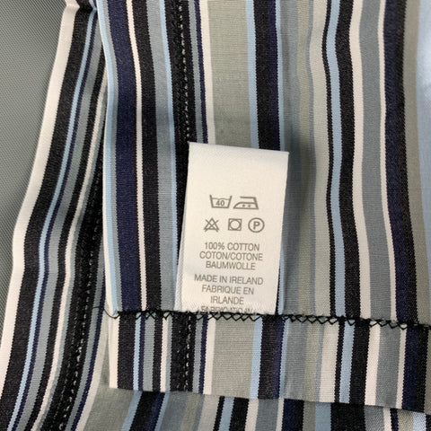 PAUL SMITH Grey Black Stripe Cotton Pocket Square