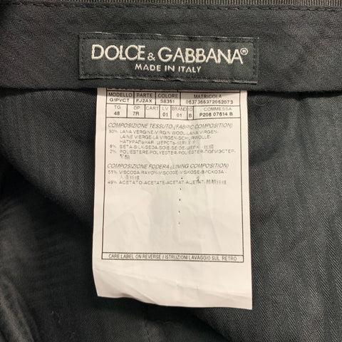 DOLCE & GABBANA Size 32 Black Jacquard Wool Silk Tuxedo Dress Pants