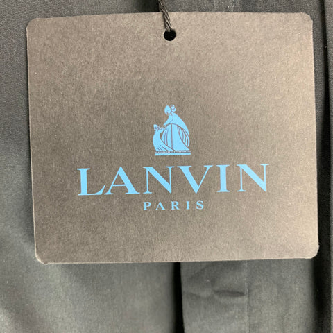 LANVIN Size M Black Solid Cotton Hidden Placket Long Sleeve Shirt