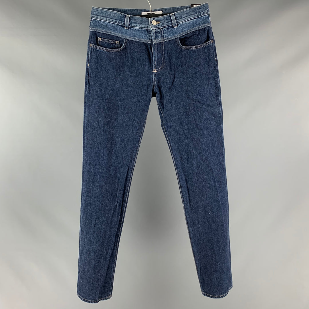 GIVENCHY Size 32 Blue Two Toned Cotton Button Fly Jeans